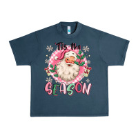 Midnight Navy pink santa 'tis the season Urban Heavy Tee - MaliasSmallBusiness