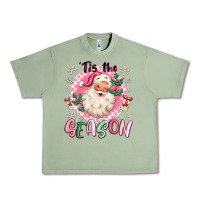 Oil Green pink santa 'tis the season Urban Heavy Tee - MaliasSmallBusiness