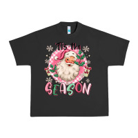 Pigment Black pink santa 'tis the season Urban Heavy Tee - MaliasSmallBusiness