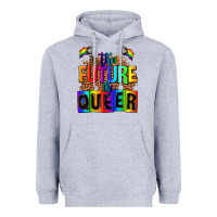 Heather Grey the fuuture is queer Heavyweight Hoodie - AdoDesignShop