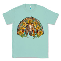 Seafoam Western Leopard Sunflower Goat Rainbow Classic Tee - BarkalooDesign