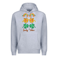Heather Grey lucky vibes st. patrick's day Premium Hoodie - MaliasSmallBusiness