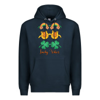 Navy lucky vibes st. patrick's day Premium Hoodie - MaliasSmallBusiness