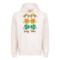 Pale Pink lucky vibes st. patrick's day Premium Hoodie - MaliasSmallBusiness