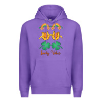 Purple lucky vibes st. patrick's day Premium Hoodie - MaliasSmallBusiness