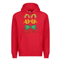 Red lucky vibes st. patrick's day Premium Hoodie - MaliasSmallBusiness