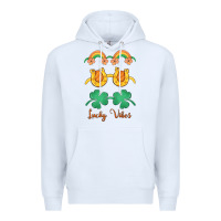 White lucky vibes st. patrick's day Premium Hoodie - MaliasSmallBusiness