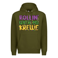 Army Green rollin with my krewe Premium Hoodie - MaliasSmallBusiness
