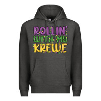 Charcoal Heather rollin with my krewe Premium Hoodie - MaliasSmallBusiness