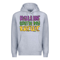 Heather Grey rollin with my krewe Premium Hoodie - MaliasSmallBusiness