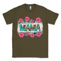 Army Green mama leopard with turquoise background Classic Tee - texasbilliewilder