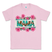 Bubblegum Pink mama leopard with turquoise background Classic Tee - texasbilliewilder