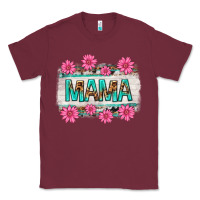Burgundy mama leopard with turquoise background Classic Tee - texasbilliewilder