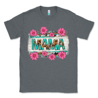 Charcoal Heather mama leopard with turquoise background Classic Tee - texasbilliewilder