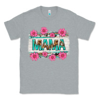Heather Grey mama leopard with turquoise background Classic Tee - texasbilliewilder
