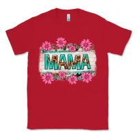 Red mama leopard with turquoise background Classic Tee - texasbilliewilder