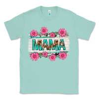 Seafoam mama leopard with turquoise background Classic Tee - texasbilliewilder