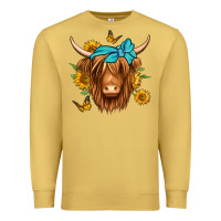 Antique Gold sunflower long haired cow Premium Sweatshirt - Jasminsmagicworld