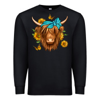 Black sunflower long haired cow Premium Sweatshirt - Jasminsmagicworld