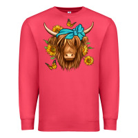 Cardinal sunflower long haired cow Premium Sweatshirt - Jasminsmagicworld