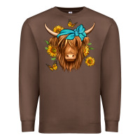 Chestnut sunflower long haired cow Premium Sweatshirt - Jasminsmagicworld