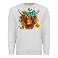 Dove Grey sunflower long haired cow Premium Sweatshirt - Jasminsmagicworld