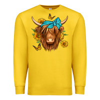 Lemon sunflower long haired cow Premium Sweatshirt - Jasminsmagicworld