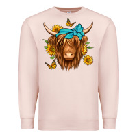 Pale Pink sunflower long haired cow Premium Sweatshirt - Jasminsmagicworld