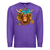 Purple sunflower long haired cow Premium Sweatshirt - Jasminsmagicworld