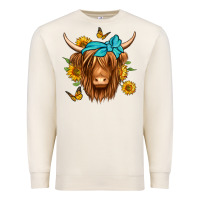 Sandshell sunflower long haired cow Premium Sweatshirt - Jasminsmagicworld