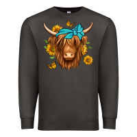 Smoke sunflower long haired cow Premium Sweatshirt - Jasminsmagicworld