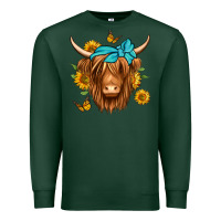 Sports Green sunflower long haired cow Premium Sweatshirt - Jasminsmagicworld