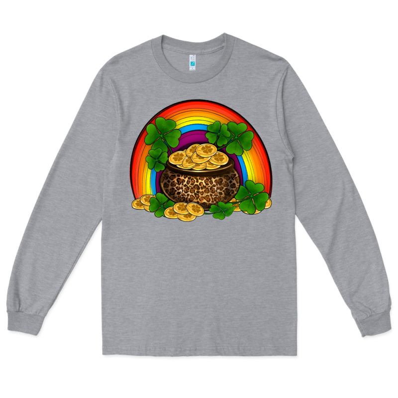 St Patricks Shamrock Gold Leopard Rainbow Long Sleeve Tee by RanaPortraitStore | Teevron