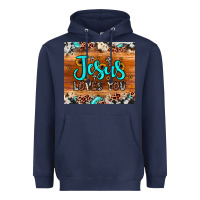 Navy jesus loves you Heavyweight Hoodie - JahusDesignShop