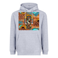 Heather Grey leopard cross sunflower Heavyweight Hoodie - JahusDesignShop