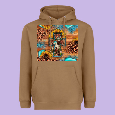 Leopard Cross Sunflower Heavyweight Hoodie Designed By Jahusdesignshop