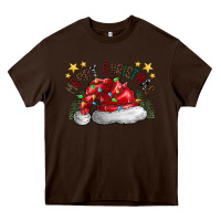 Chocolate Brown merry Christmas santa Heavy Core Tee - CowhideDigitalArt