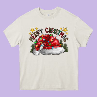 Merry Christmas Santa Heavy Core Tee Designed By Cowhidedigitalart