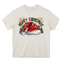 Cream merry Christmas santa Heavy Core Tee - CowhideDigitalArt