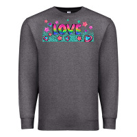 Charcoal Heather lgbt love with hearts and stars Premium Sweatshirt - AdoDesignShop