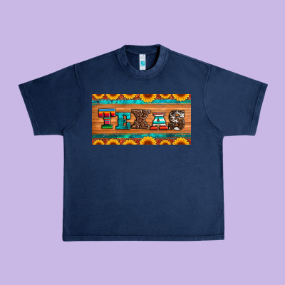 Texas Sunflowers License Plate Urban Heavy Tee Designed By Artiststas