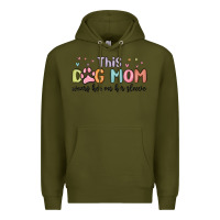 Army Green this dog mom wears her heart on her sleeve Premium Hoodie - MaliasSmallBusiness