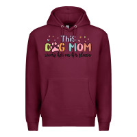 Burgundy this dog mom wears her heart on her sleeve Premium Hoodie - MaliasSmallBusiness