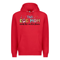Red this dog mom wears her heart on her sleeve Premium Hoodie - MaliasSmallBusiness