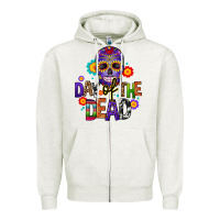 Oatmeal Heather day of the dead mexico Zipper Hoodie - CTS Tumbler Store