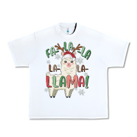White fa la la llama Urban Heavy Tee - MaliasSmallBusiness