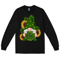 Black st patricks day shamrock gnomes  sunflowers Long Sleeve Tee - RanaPortraitStore