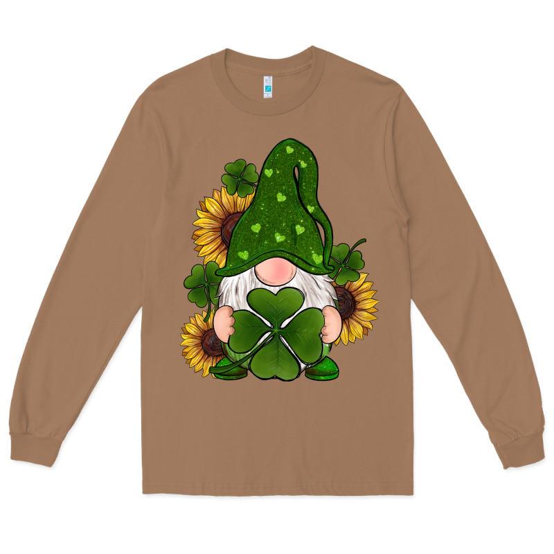 St Patricks Day Shamrock Gnomes  Sunflowers Long Sleeve Tee by RanaPortraitStore | Teevron