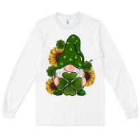 White st patricks day shamrock gnomes  sunflowers Long Sleeve Tee - RanaPortraitStore