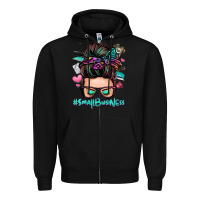 Black small business messy bun Zipper Hoodie - Zillion Design Studio